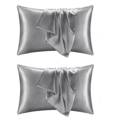 100 PERCENT - Funda Cobertor De Almohada Seda Anti Acne Granos Gris x2