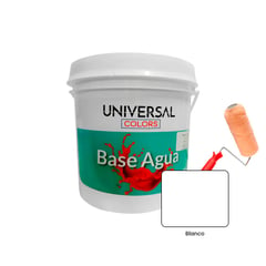 UNIVERSAL COLORS - Pintura Látex Acrílico Antihongos blanco mate 1gl + Rodillo Toro melón de 7