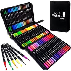 GENERICO - Plumones Dual Brush Punta Pincel 60 Colores con Estuche