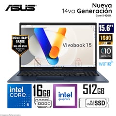 ASUS - Laptop Vivobook 15 Intel Core 5 120U 14va Gen. 16GB RAM 512GB SSD 15.6"FHD X1504VA-NJ944