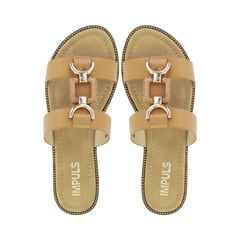 IMPULS - Sandalias Flats Mujer Aixa04 Camel