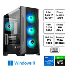 COMPUTADORA PC GAMER CORE i7-12700F + RAM 32GB + NVME 1TB + RTX 4060 8GB