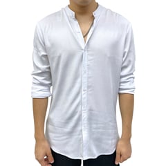 AMERICAN EXCHANGE - Camisa Cuello Neru Manga Larga Blanco De Hombre -