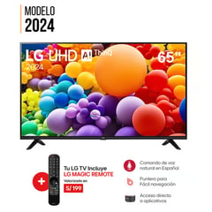 LG - Televisor 65 Pulg. LED Smart TV 4K UHD con Thinq AI 65UT7300PSA l Control Magic