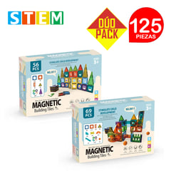 STM - Bloques magnéticos didáctico STEM 56p+69p DÚO PACK 125piezas