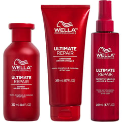 WELLA - Shampoo + Acondicionador + Protector Termico Reparador Ultimate Repair