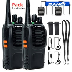 SANC - Walkie talkie portátil con linterna, 5 km de alcance con 16 canales