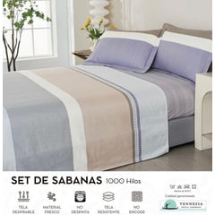 VENECIA - Set de SABANAS + Fundas - EUROPEO 2 Pz 100% Algodón