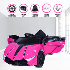 LAMBORGHINI - Carro a Batería de Lujo «CHEERFUL» Licenciado Pink