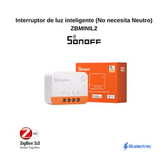 SONOFF - Interruptor luz inteligente No requiere Neutro Zigbee - ZBMINIL2