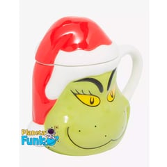 GENERICO - TAZA MUG 3D EL GRINCH CON TAPA NAVIDEÑA