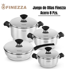 FINEZZA - Juego de Olla Acero Inoxidable 8 piezas - FZ-1004TS-IN