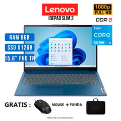 LENOVO - LAPTOP CORE I5-12450H 8GB RAM, 512GB SSD, 15.6" FHD - IDEAPAD SLIM 3 15IAH8