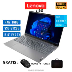 LENOVO - INTEL CORE I3 16GB RAM 512GB SSD 15.6" FHD TECLADO ESPAÑOL FREEDOS - V15 G3 PORTATIL