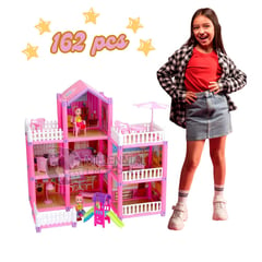 GENERICO - Juguete Casa de Muñecas Amoblada para Niñas de 162 pcs