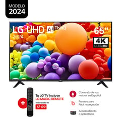 LG - Televisor 65 Pulg. LED Smart TV 4K UHD con Thinq AI 65UT7300PSA l Control Magic