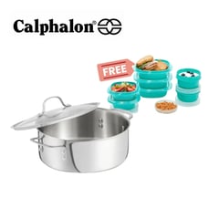 CALPHALON CONTEMPORARY - Pack Olla Calphalon de Acero Inoxidable 5QT más set Rubbermaid 16 pz