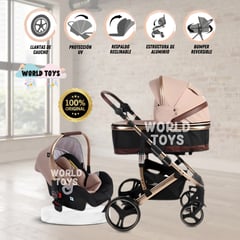 KIDDO - Coche Moisés Con Portabebé «MARQUILIA» Beige