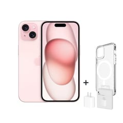 APPLE - IPHONE 15 128GB CHIP FISICO - ROSADO + CARGADOR + CASE PROTECTOR