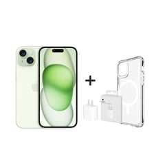 APPLE - IPHONE 15 128GB CHIP FISICO - VERDE + CARGADOR + CASE PROTECTOR