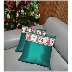 GENERICO - DUO FUNDAS DE COJIN NAVIDEÑO 45 x 45 VERDE PINO