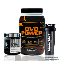 OVOPOWER - Proteína 1Kg Chocolate+Creatina Kevin Levrone 300Gr + Shaker