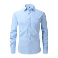 LEDUNTINO - Camisa casual de manga larga para hombre Blanco