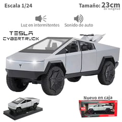 GENERICO - Cybertruck Tesla Plateado - Escala 1.24 Metal luz y sonido