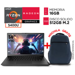 LENOVO - Laptop Amd Ryzen 3 5400U RAM 16GB SSD 512GB Pantalla 14” FULL HD + MOCHILA