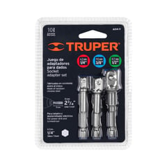 TRUPER - Juego de 3 adaptadores para dados de 1/4", 3/8" y 1/2"