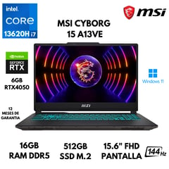 LAPTOP CYBORG 15 A13VE CORE I7 13620H 16GB RAM 512GB SSD 6GB RTX4050 15.6" WIN 11