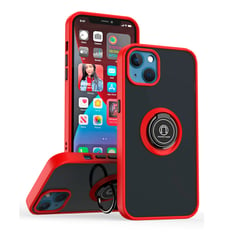 GENERICO - Funda para Motorola G85 Ahumado con Anillo Rojo Antishock Resistente