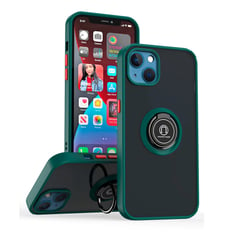 GENERICO - Funda para Motorola G85 Ahumado con Anillo Verde Antishock Resistente