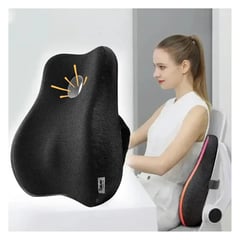 DAUER - Cojín Lumbar Ergonómico Viscoelástico Carbón de Bambú Negro