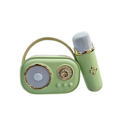 GENERICO - PARLANTE MINI VINTAGE CON MICROFONO WIRELESS KARAOKE