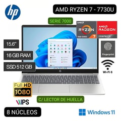 HP - Laptop R7 16GB 512GB 15.6" FHD Windows 11 Lector De Huella 15-FC0013LA