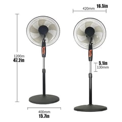 GENERICO - Ventilador Eléctrico de 3 Velocidades 16" Pulgadas 5 Aspas