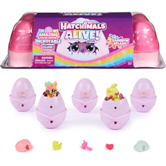 HATCHIMALS - Alive, Rainbow Splash, 5 Huevos con 10 Accesorios