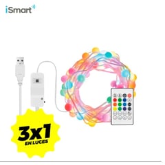 ISMART - PACKX3 Metro lineal 15 Mt TIRAS DE LUCES NAVIDEÑAS INTELIGENTE LED