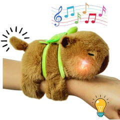 XCLUSIVE - BRAZALETE PELUCHE CAPIBARA 3 EN 1 LUZ MUSICAL GIRA COLITA