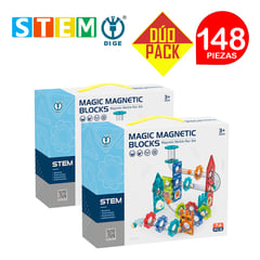 STM - Bloques magnéticos didácticos STEM 74pz DÚO PACK 148 piezas