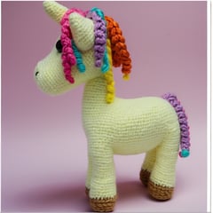 HECHO A MANO - Muñeco Amigurumi Unicornio 27 cm alto Hilo Algodon