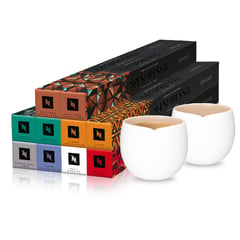 NESPRESSO - Pack de café World Explorations x 100 cápsulas Gratis 2 Tazas Origin Lungo