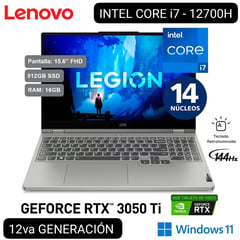 LAPTOP GAMER LEGION 5 82RC00B5LM i7 12700H 12° GEN. 15.6" FHD IPS 16GB 512GB RTX3050 Ti 4GB W11