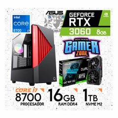 NVIDIA - Computadora PC Gamer Core i7-8TH Ram16GB+SSD 1TB VIDEO RTX 3060 8GB