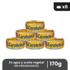 CARABELA - Filetes de Atún en aceite vegetal 170gr Pack x6