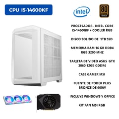 PC INTEL CORE I5-14600KF + 1TB SSD + 16 GB RAM + TARJETA NVIDIA RTX 3060 12GB