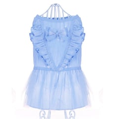 GENERICO - VESTIDO MASCOTA TUL RAYAS Y RUFFLE RAYAS AZULES TALLA 1 (M)