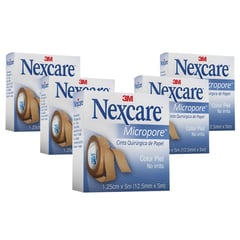 3M NEXCARE - Pack x5 Micropore Nexcare Color Piel Caja 12MM