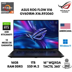 LAPTOP ROG FLOW X16 AMD RYZEN 9-6900HX 16GB RAM DDR5 1TB SSD 6GB RTX3060 16 TS WQXGA OPEN BOX